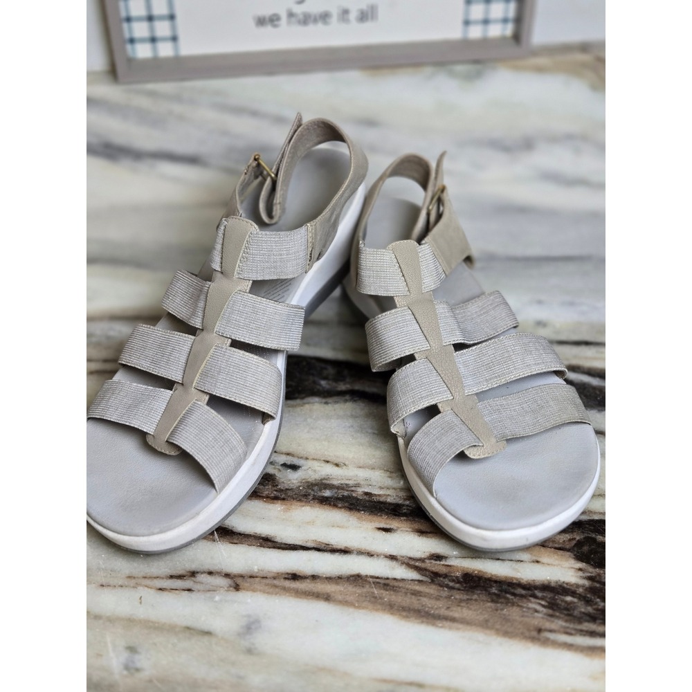 Clarks Cloudsteppers TaupeElastic Strappy Sandals Womens 11 W Wide - Picture 11 of 12